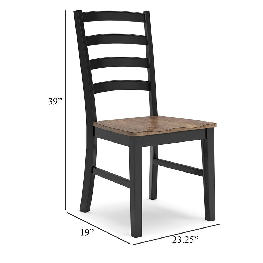 Ashley Fleur Dining Side Chair Set of 2 Black Ladderback Brown Solid Wood BM329771