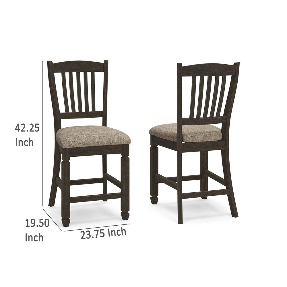 Ashley Trekk Counter Height Chair Set of 2 Slatted Back Black Polyester BM329790