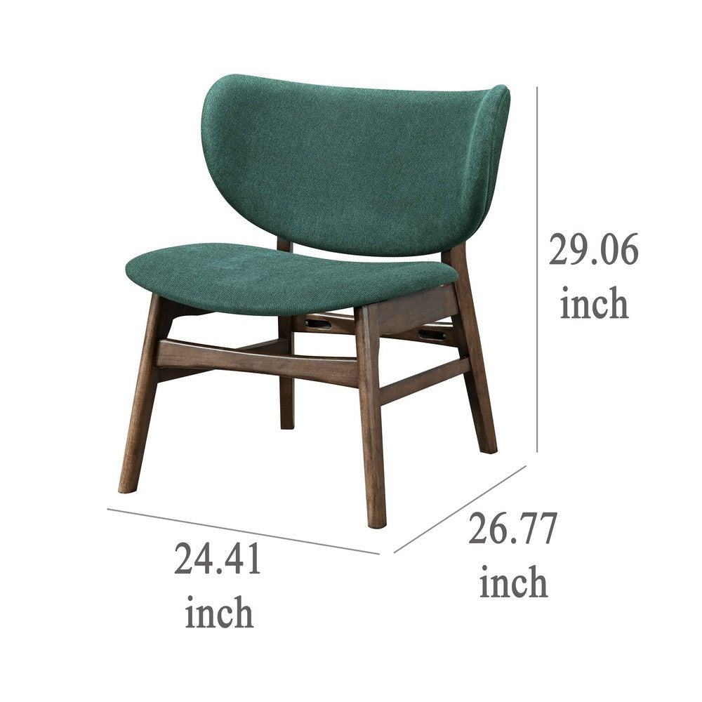 Isina Dining Side Chair Rich Green Polyester Walnut Brown Solid Wood BM329811