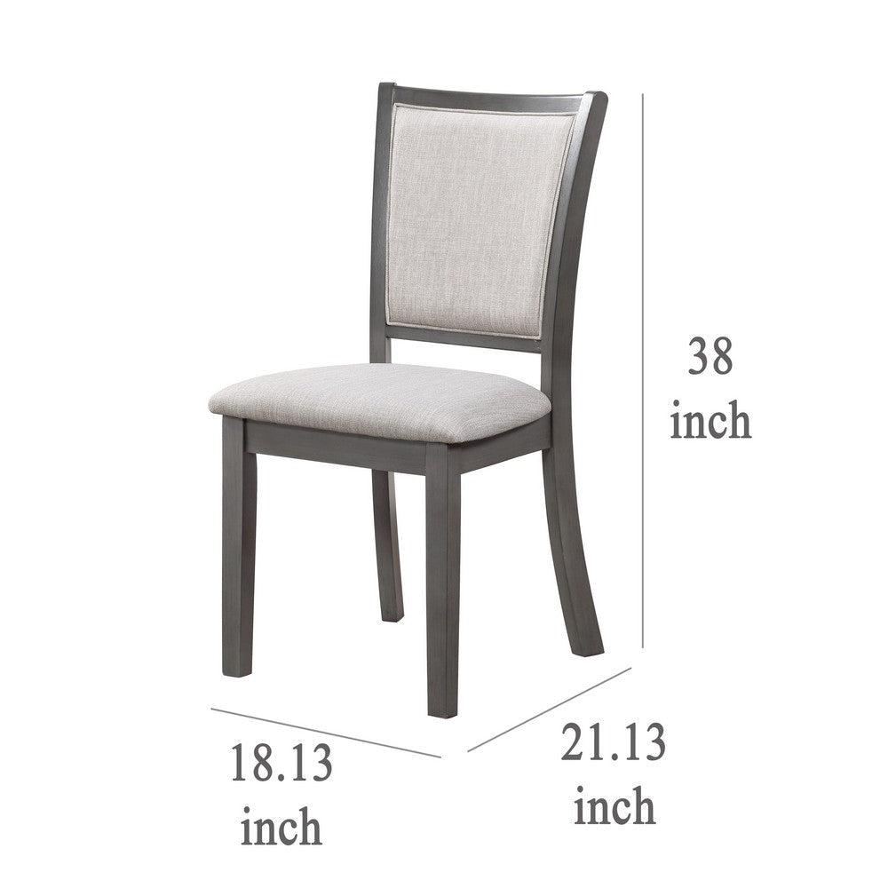 Han Dining Chair Set of 2 Light Gray Fabric Dark Gray Solid Wood BM329817