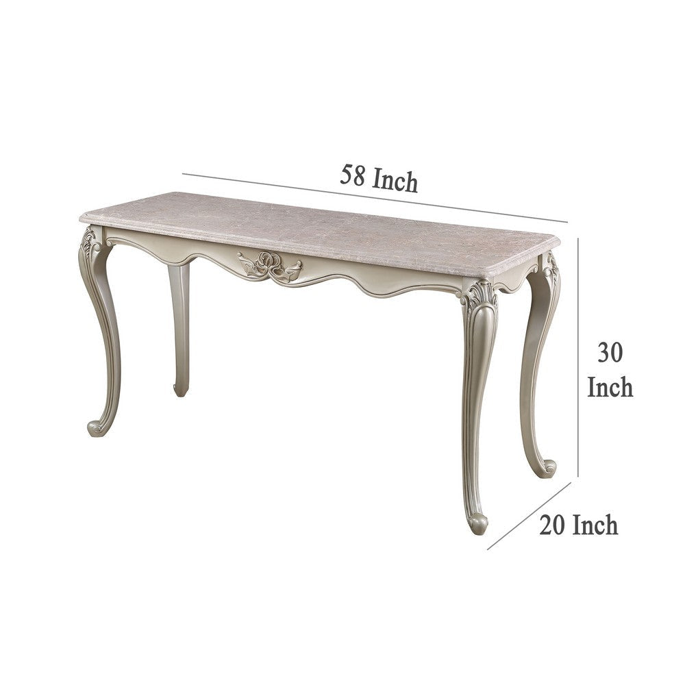 Kerra Console Table Beige Marble Classic Carved Champagne 58 Inch BM329833