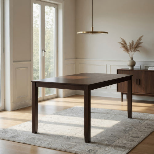 Accai Counter Height Dining Table, Angled Legs, Walnut Wood 59 Inch