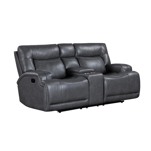Tito Manual Reclining Loveseat, Gray Polyester, 80 Inch, Cupholders