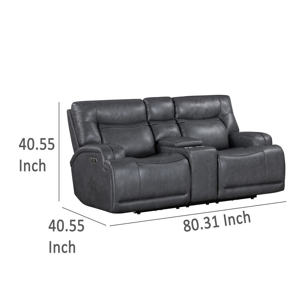 Tito Power Reclining Loveseat Gray 80 Inch Cupholders USB Port BM329870