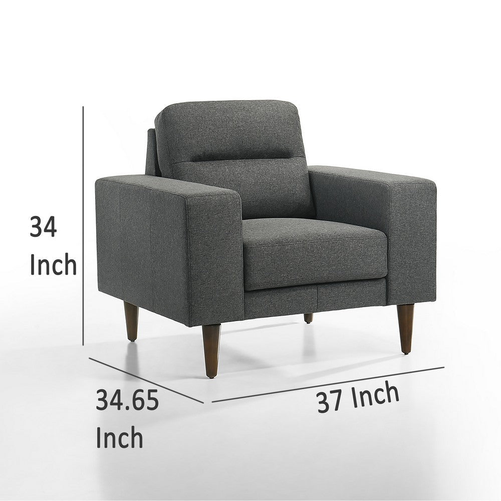 Vile Accent Chair Plush Gray Fabric Classic Tapered Solid Wood Legs BM329877