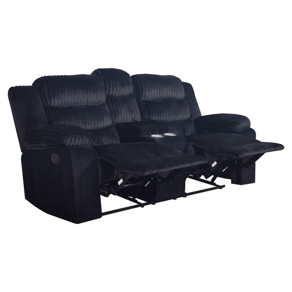 Wilo Manual Reclining Loveseat Center Cupholder Console 75 Inch Black