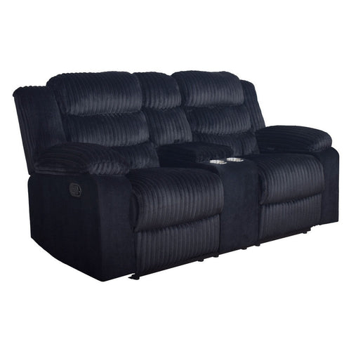 Wilo Manual Reclining Loveseat, Center Cupholder Console 75 Inch Black