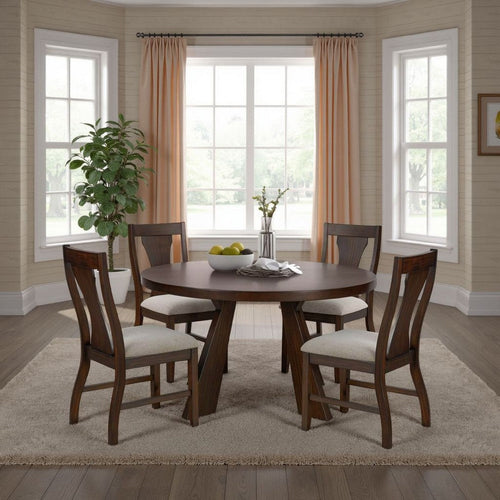 Kiana Dining Table, Modern Dark Brown Solid Rubberwood, Round 47 Inch