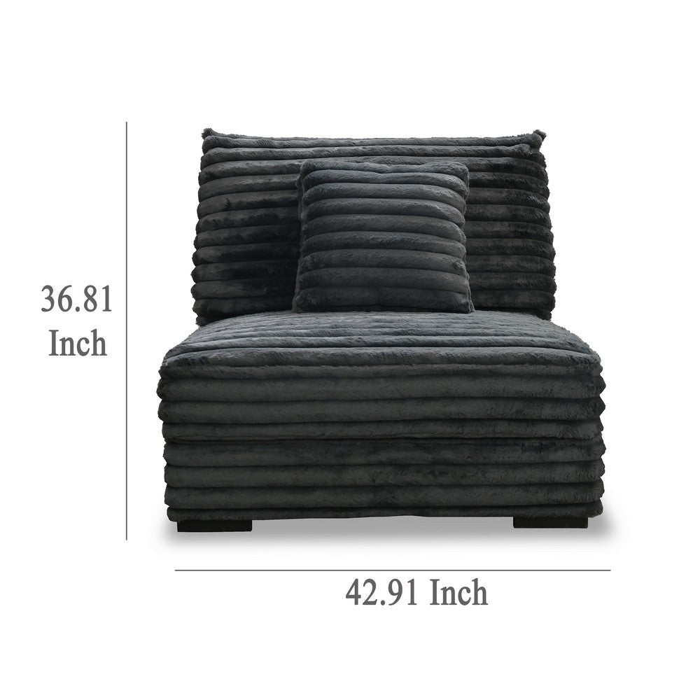 Ezo Armless Accent Chair Dark Gray Polyester Corduroy Soft Cushioned BM329914