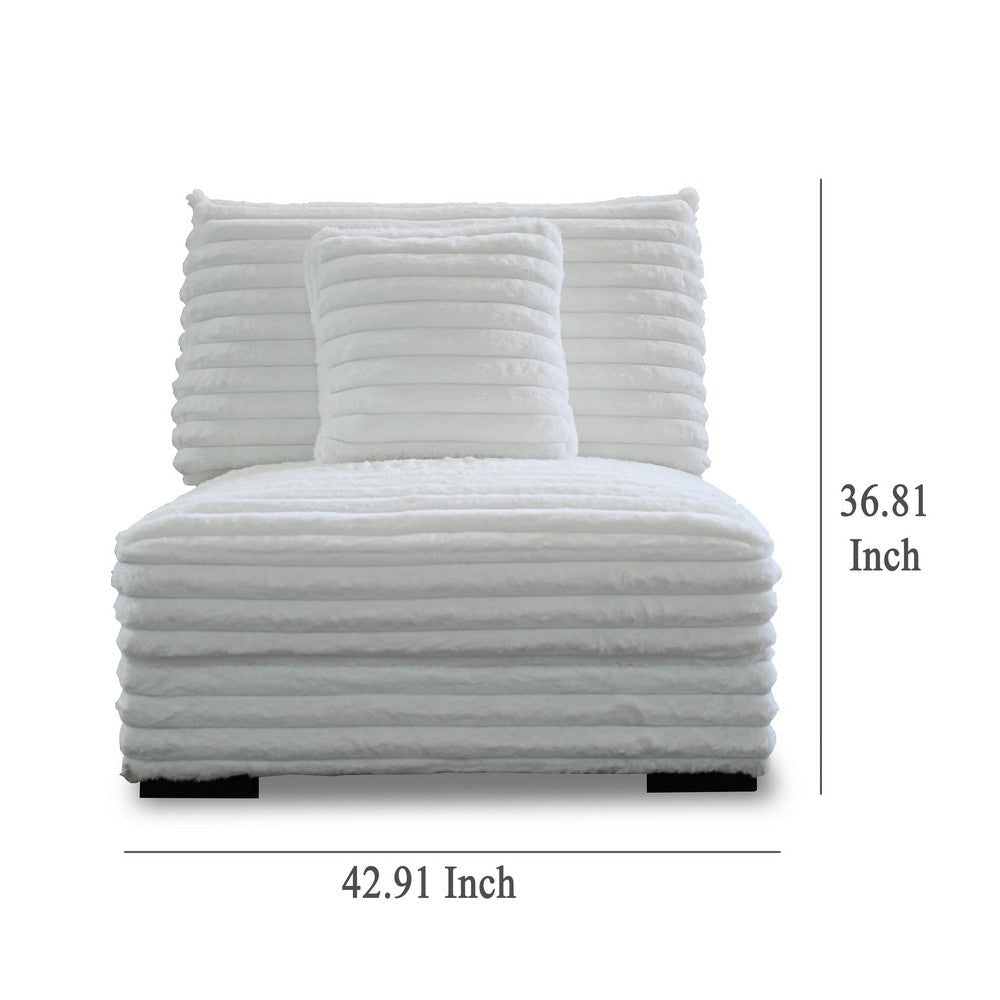 Ezo Armless Accent Chair White Polyester Corduroy Soft Cushioned BM329916