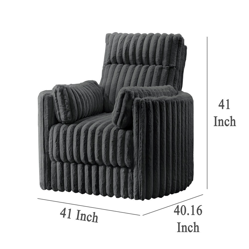 Ezo Swivel Accent Chair Channel Dark Gray Polyester Corduroy 2 Pillow BM329917