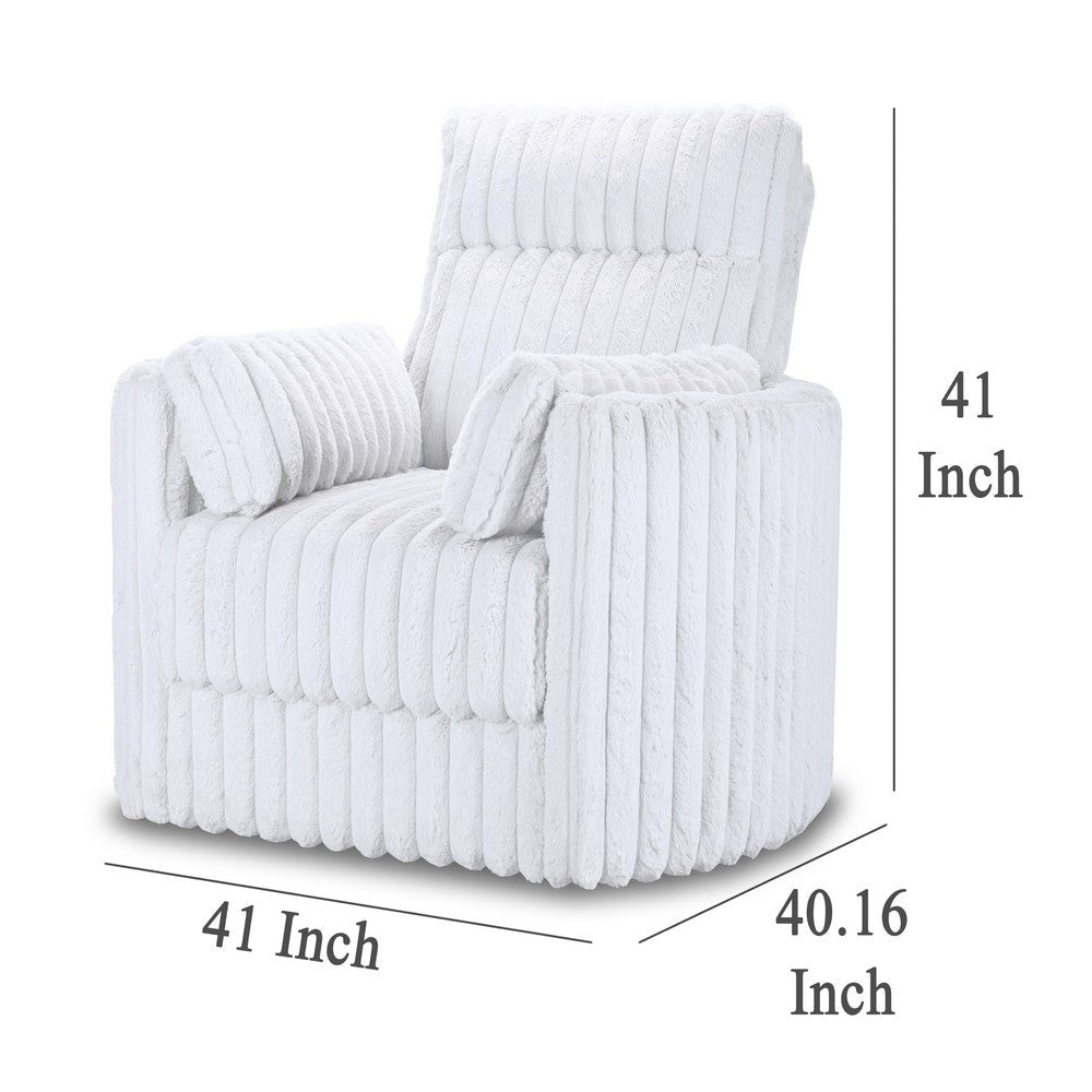 Ezo Swivel Accent Chair Channel White Polyester Corduroy 2 Pillows BM329919