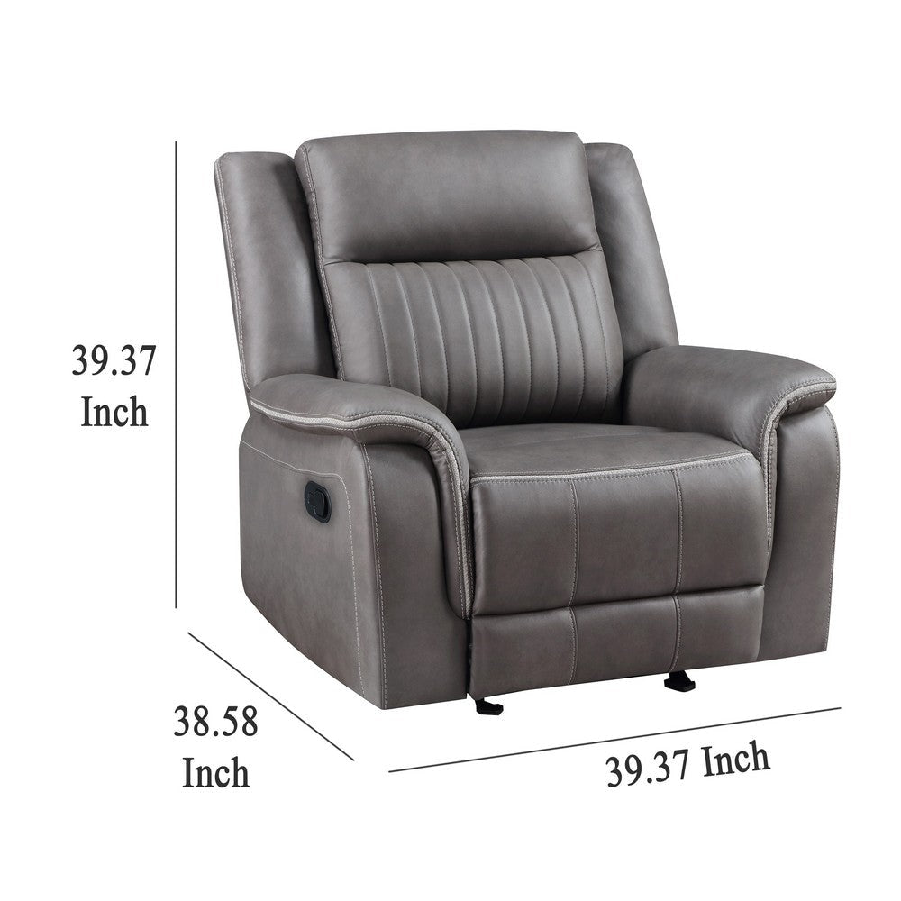 Viann Manual Glider Recliner Chair Tufted Gray Polyester Pillow Top BM329932