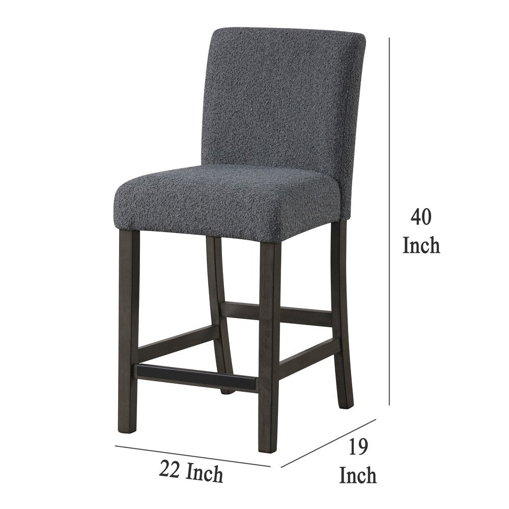 Ghy Counter Height Chair Set of 2 Gray Fabric Solid Acacia Wood BM329936
