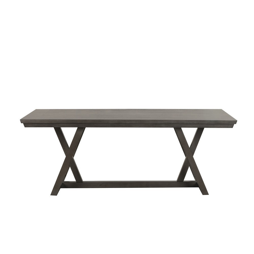 Ghy Dining Table, Brown Solid Acacia Wood, Rectangular 80 Inch Top