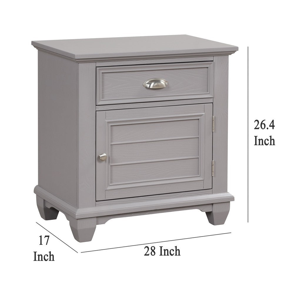 Limi Nightstand 1 Drawer 1 Door Cabinet Gray Solid Wood 28 Inch BM329944