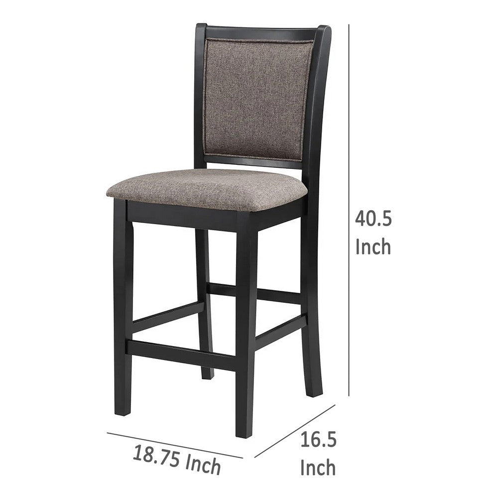 Mac Counter Height Chair Set of 2 Lattice Pattern Black Brown Wood BM329967