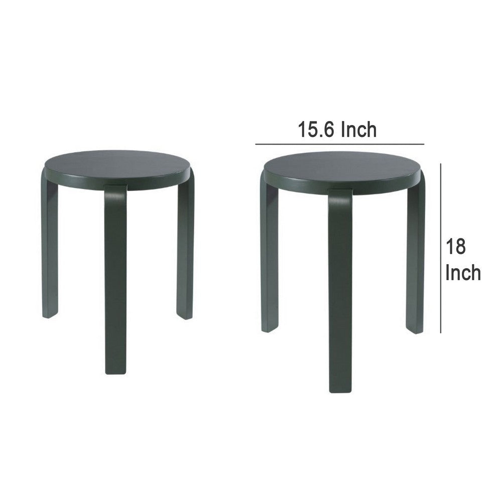 Mata Stacking Stool Ottoman Set of 2 Modern Spanish Moss Green