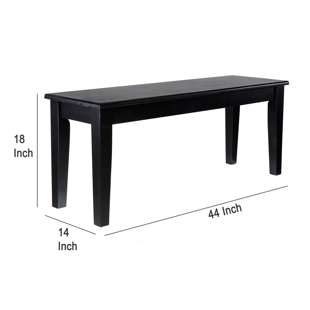 Nova Dining Bench Shaker Style High Gloss Black Rubberwood 44 Inch