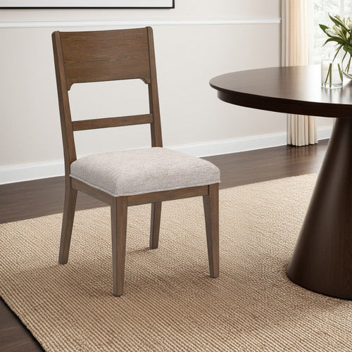 Ashley Cabal Dining Side Chair Set of 2, Beige Polyester, Brown Hickory Wood