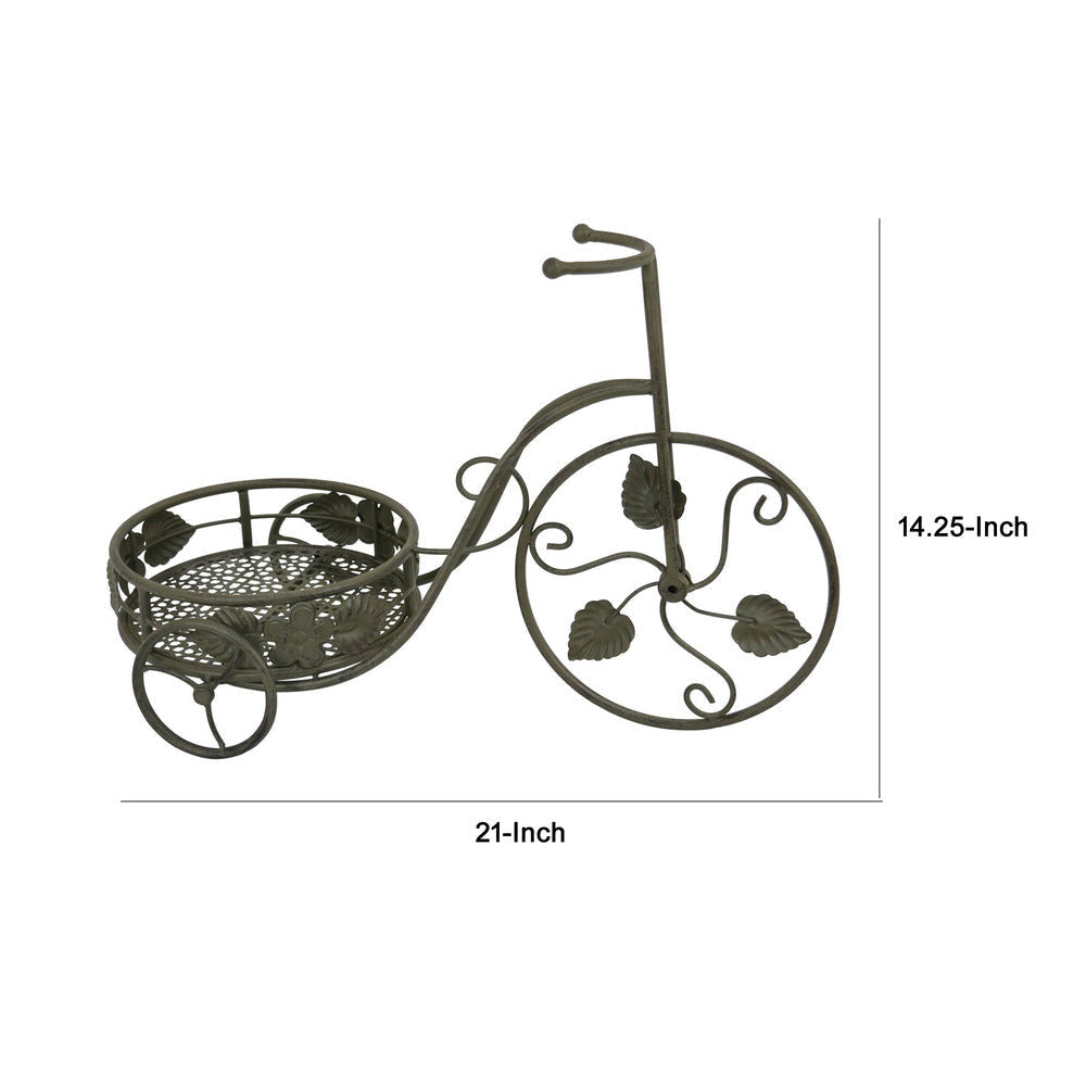 Covey Accent Plant Stand Tricycle | 2 Round Pots | Green Metal 21’’ BM330120