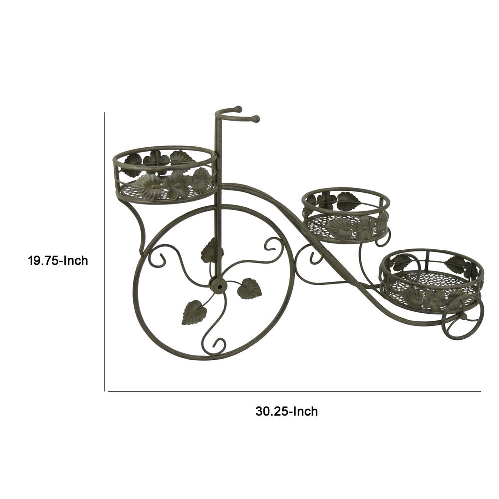 Covey Accent Plant Stand Tricycle | Round Pots | Green Metal 30’’ BM330122