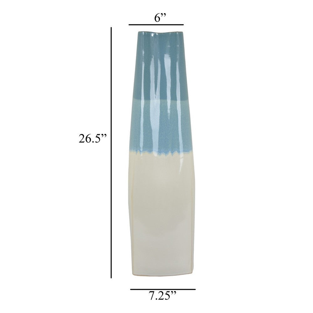 Cobb Accent Vase Slender Silhouette Blue White Ceramic 27 Inch BM330158