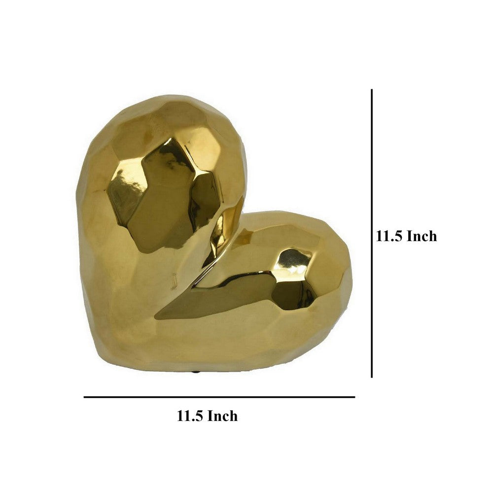 Dina Gold Heart Tabletop Decor Golden Ceramic 12 Inch BM330167