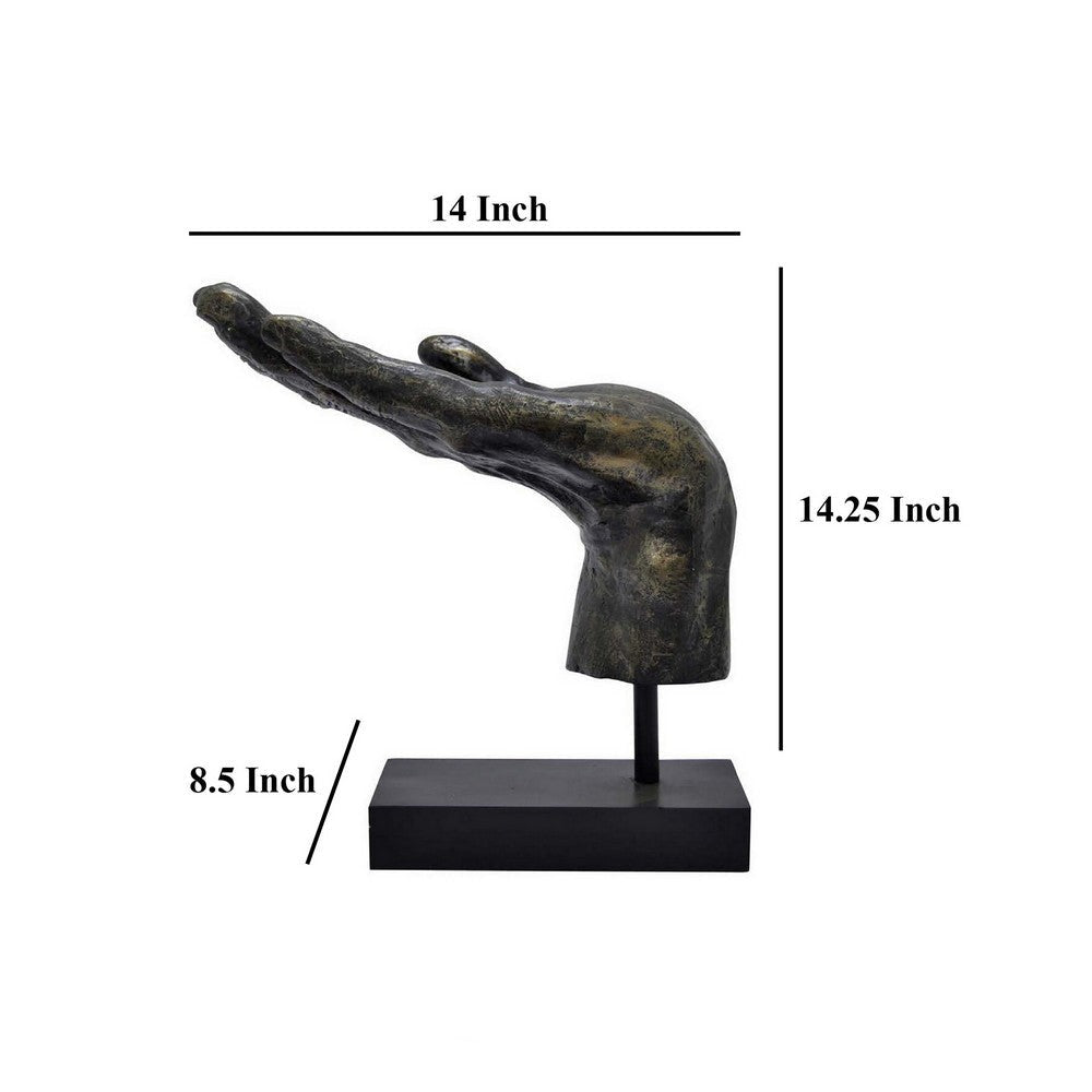 Lizzy Tabletop Decorative Hand Sculpture Black Bronze Resin 14 Inch BM330178