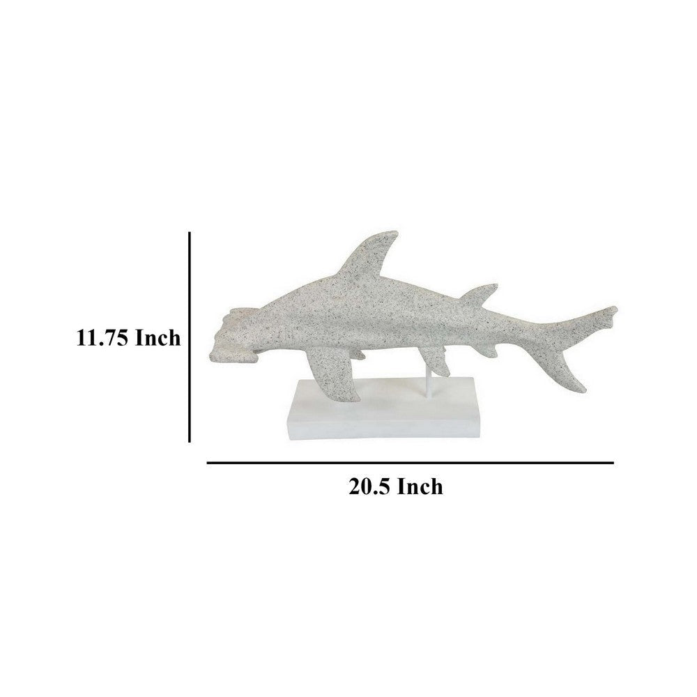 Shim Tabletop Decor Shark Inspired Design Texture White Resin 21 Inch BM330179