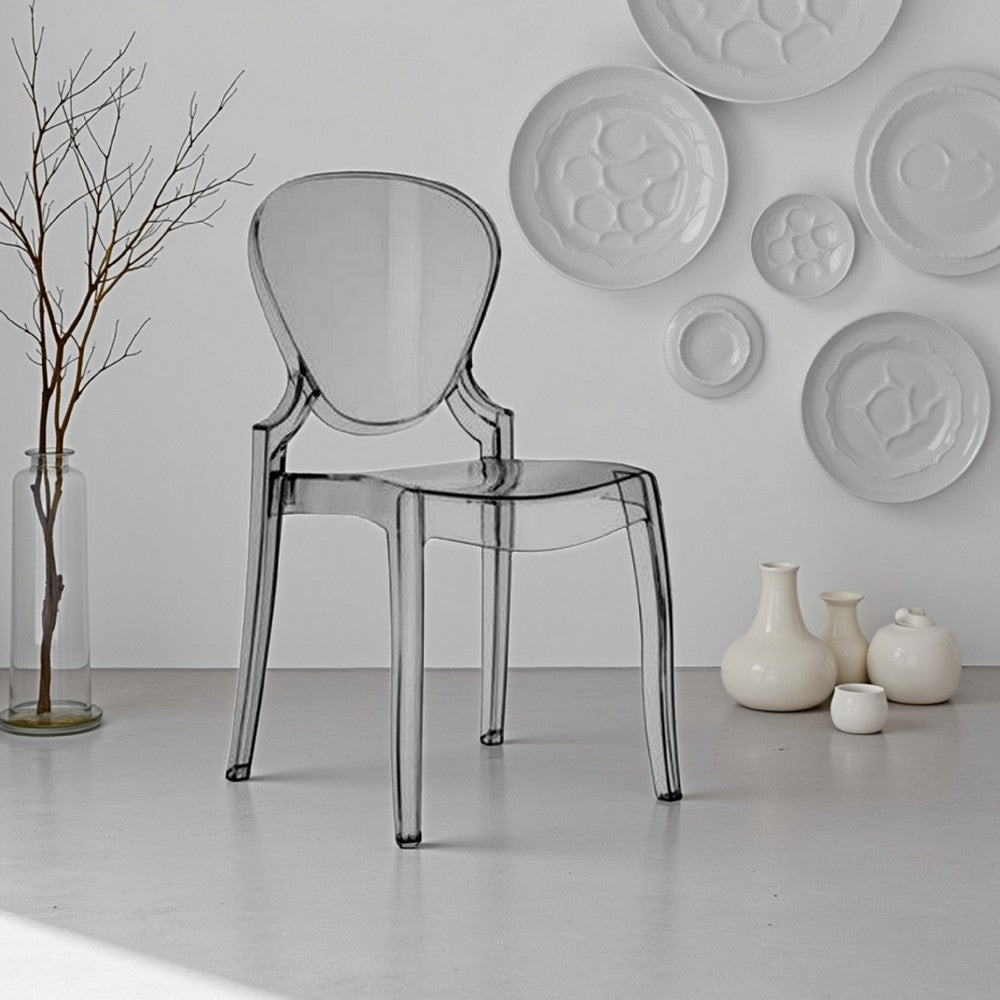 Outdoor Dining Chair Set of 4, Oval Back, Smoke Gray Transparent