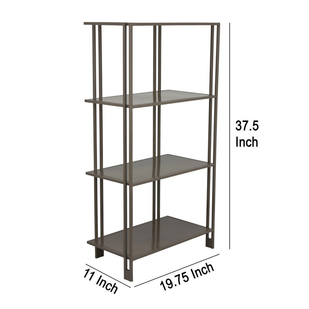 Bush Plant Display Stand Modern 4 Tier Gray Metal Finish 38 Inch