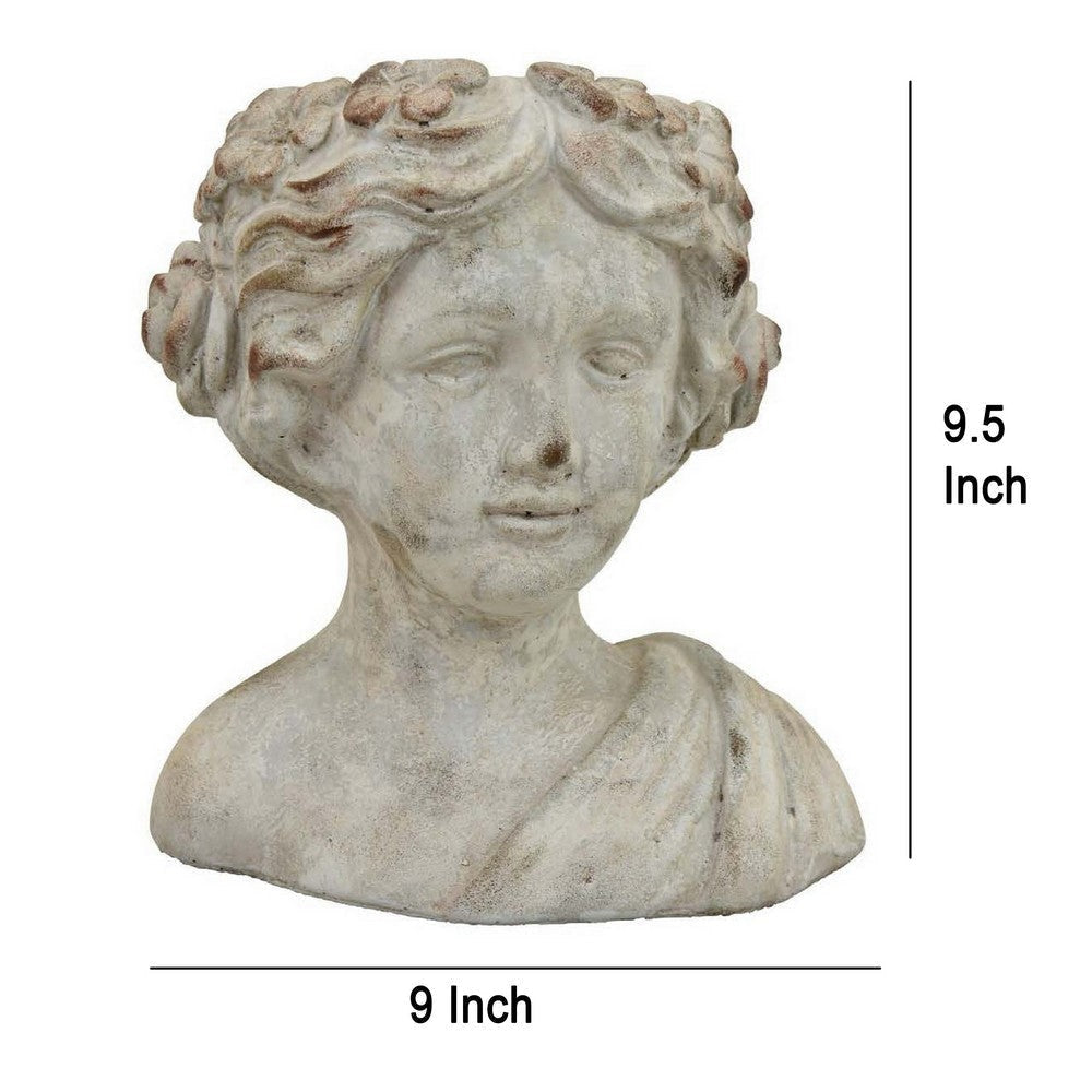 Accent Planter Italian Style Female Bust Sculpture Ivory Terracotta BM330964
