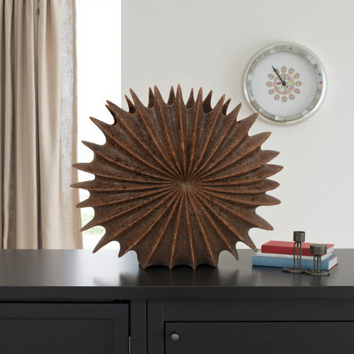 Wink Accent Vase, Sea Urchin Brown Resin Statuette, Modern 20 Inch