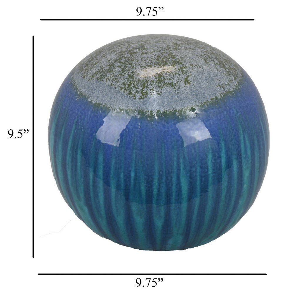 Mary Tabletop Accent Decor Modern Round Orb 12 Inch Blue Ceramic