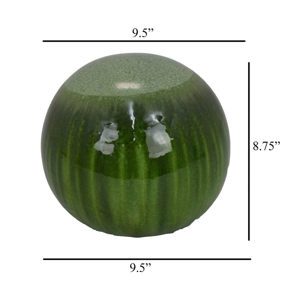 Mary Tabletop Accent Decor Modern Round Orb 10 Inch Green Ceramic