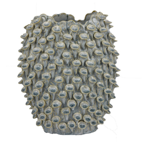 Nina Decorative Bowl, Light Blue, Textured Coral Gray Ceramic, 13 Inch