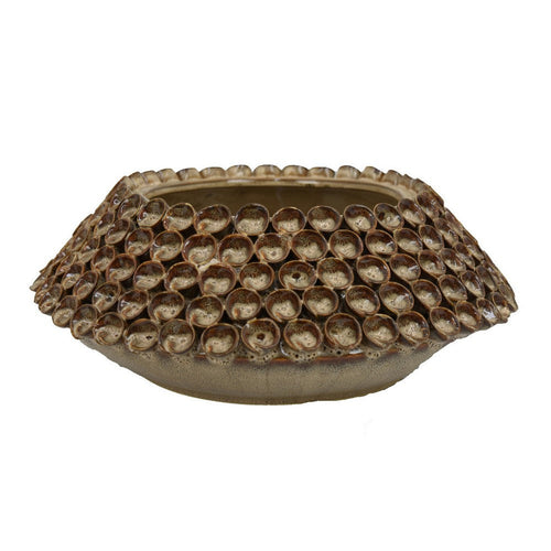 Rysa Vase, Glossy Brown Ceramic, Unique Coral Texture Design, 14 Inch