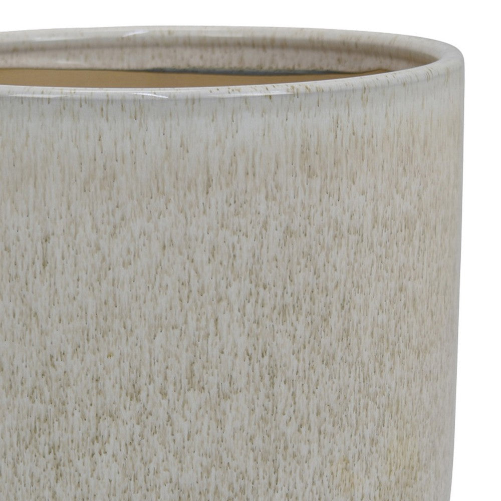 Lyna Accent Planter Set of 2 White Gray Ceramic Smooth Glossy Texture BM331078