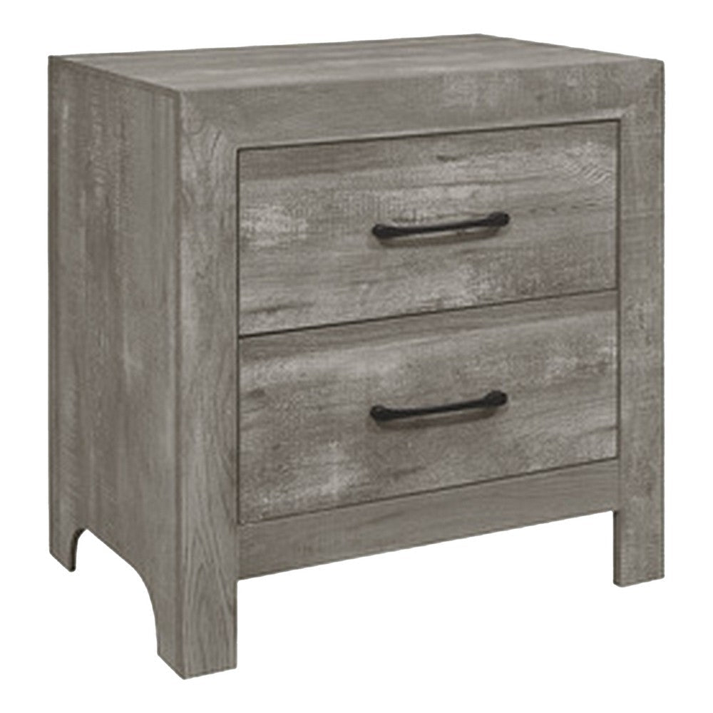 Ko Four Piece California King Size Bedroom Set Panel Detailings Black Metal Handles Rustic Gray