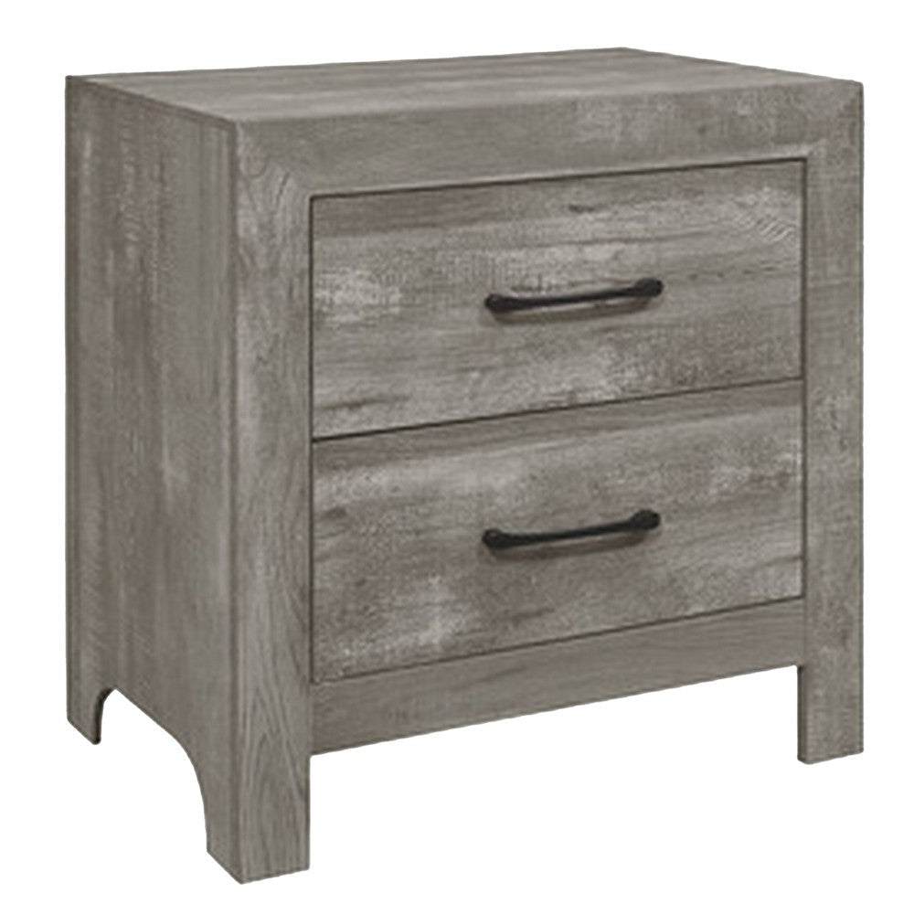 Ko Four Piece King Size Bedroom Set Panel Detailings Black Metal Handles Rustic Gray