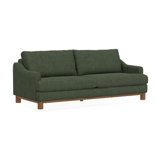 Olum Sofa, 2 Throw Pillows, Modern 85 Inch, Olive Green Polyester
