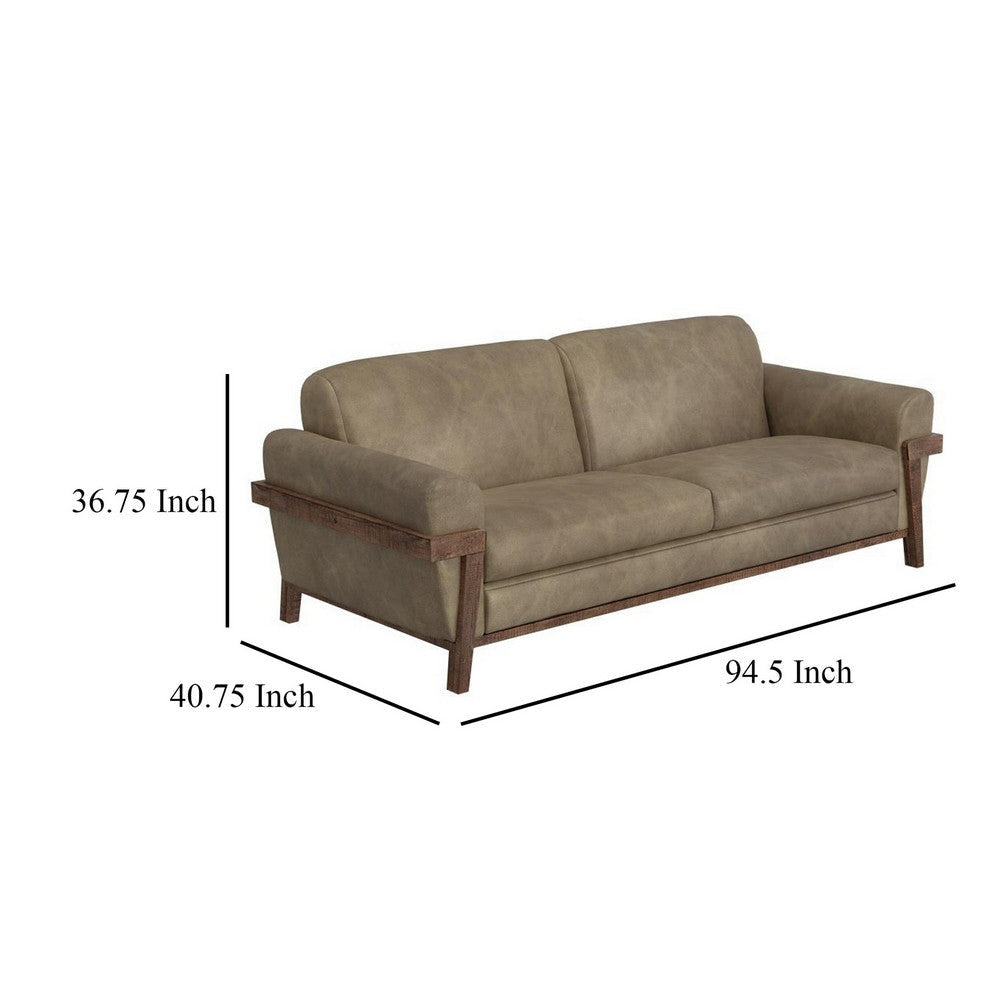 Pola Sofa 95 Inch 2 Throw Pillows Modern Neutral Brown Polyester
