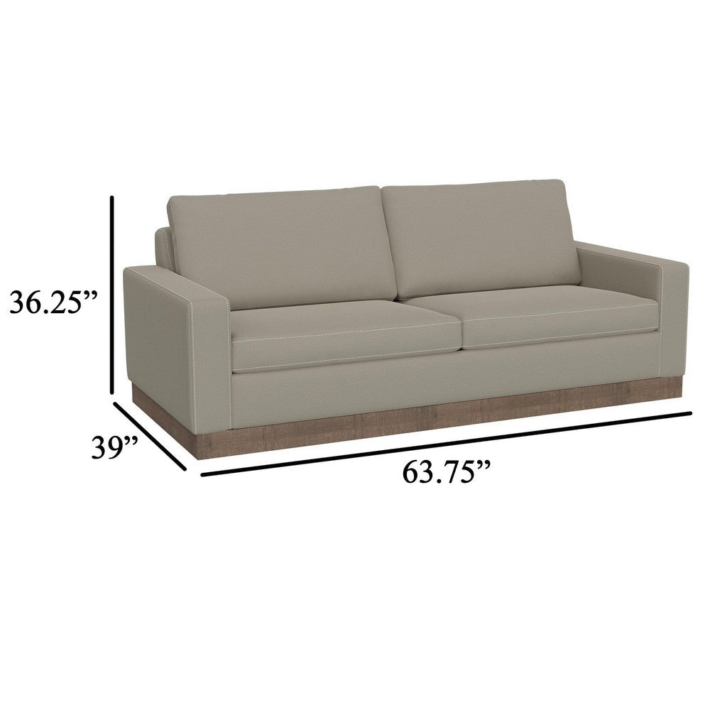 Jeni Loveseat 2 Throw Pillows Modern 64 Inch Almond Gray Polyester
