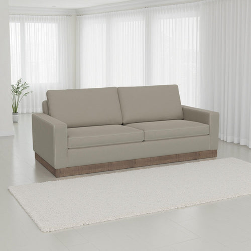 Jeni Loveseat, 2 Throw Pillows, Modern 64 Inch, Almond Gray Polyester