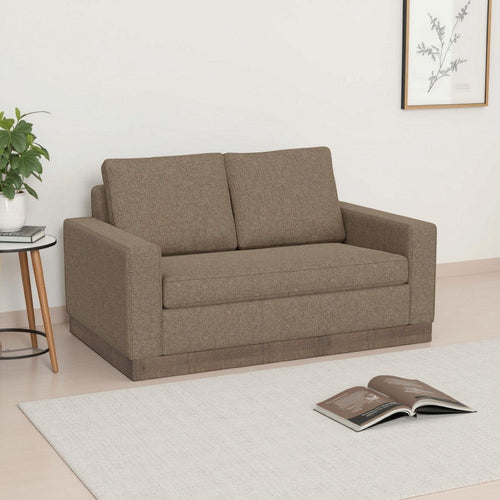 Jeni Loveseat, 2 Throw Pillows, Modern 64 Inch, Camel Brown Polyester