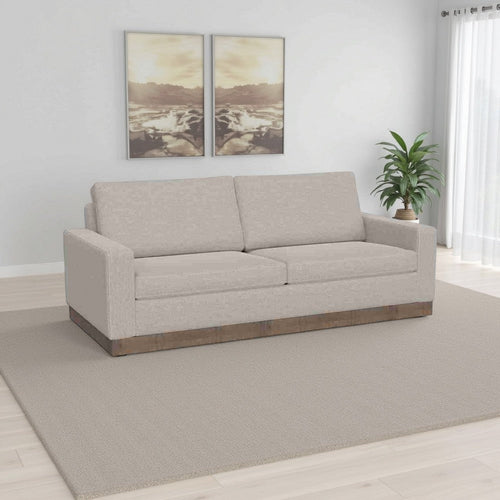 Jeni Loveseat, 2 Throw Pillows, Modern 64 Inch, Oyster Beige Polyester