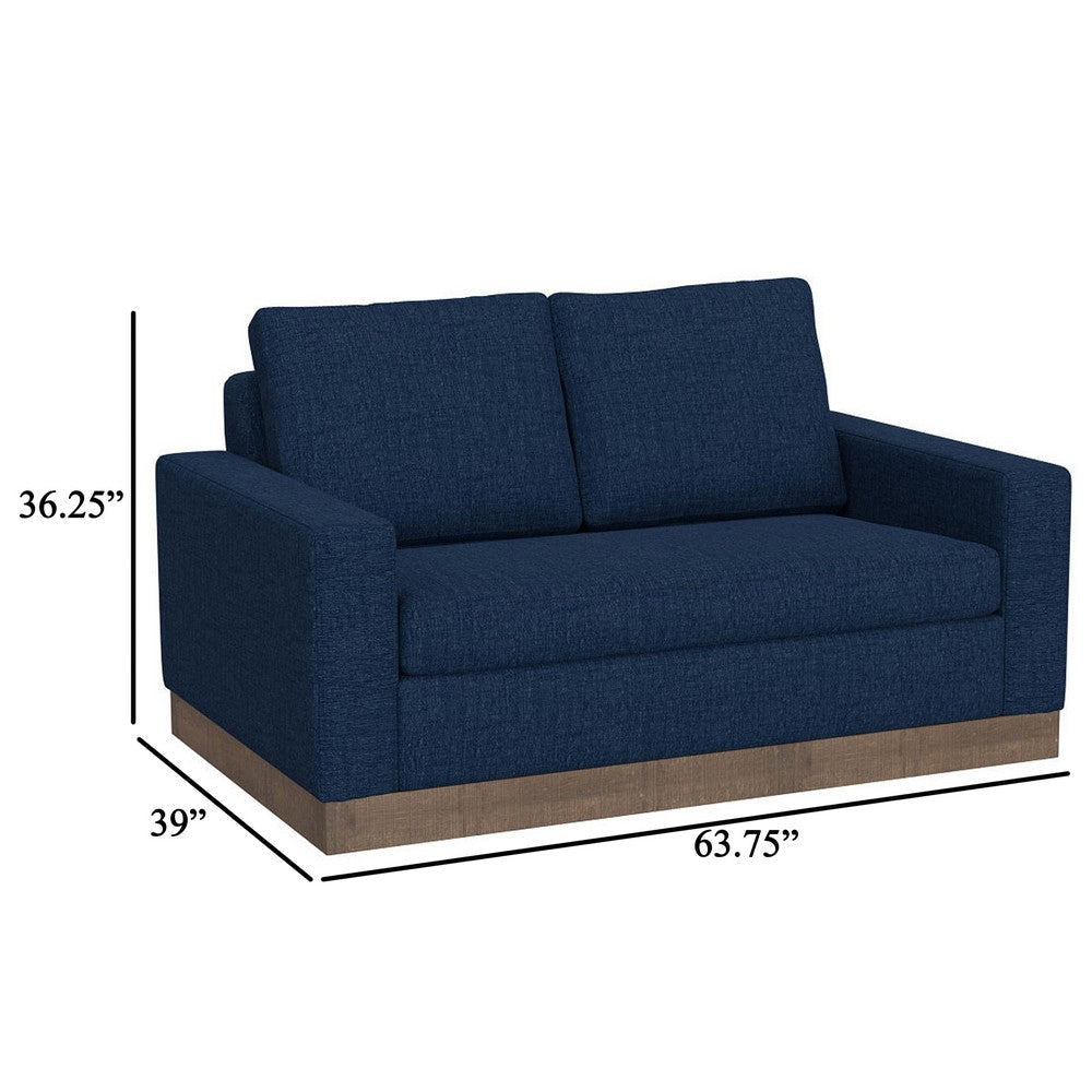 Jeni Loveseat 2 Throw Pillows Modern 64 Inch Midnight Blue Polyester