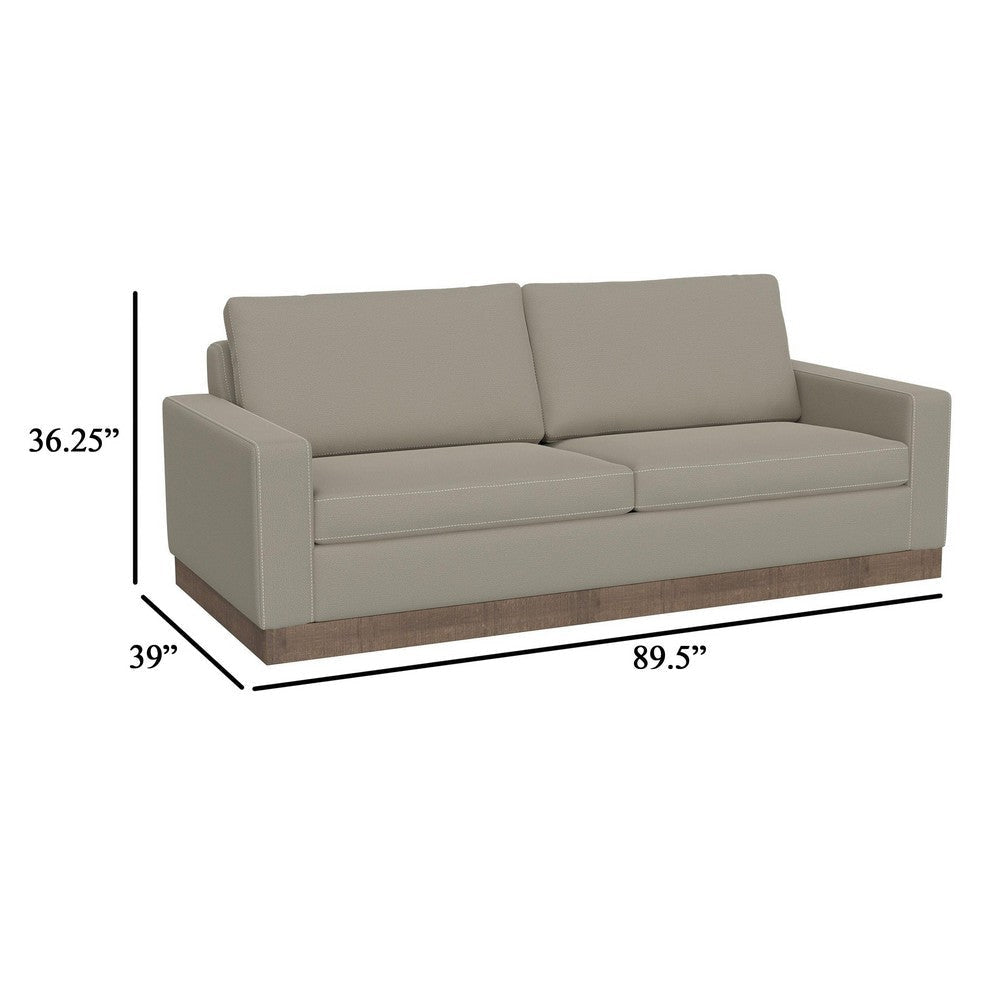 Jeni Sofa 2 Throw Pillows Modern 90 Inch Almond Gray Polyester Seat