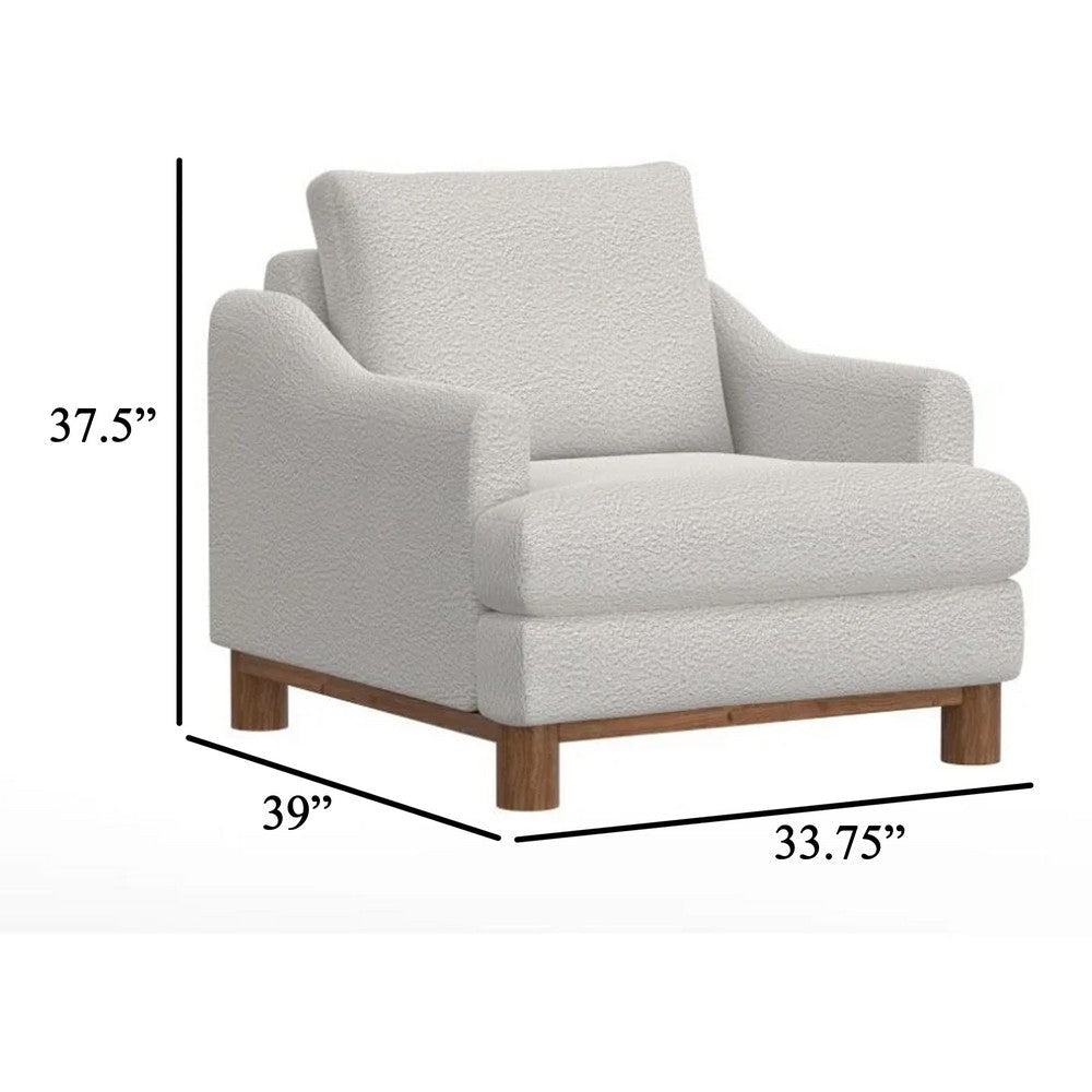 Olum Accent Armchair 1 Throw Pillow Modern Cream White Polyester